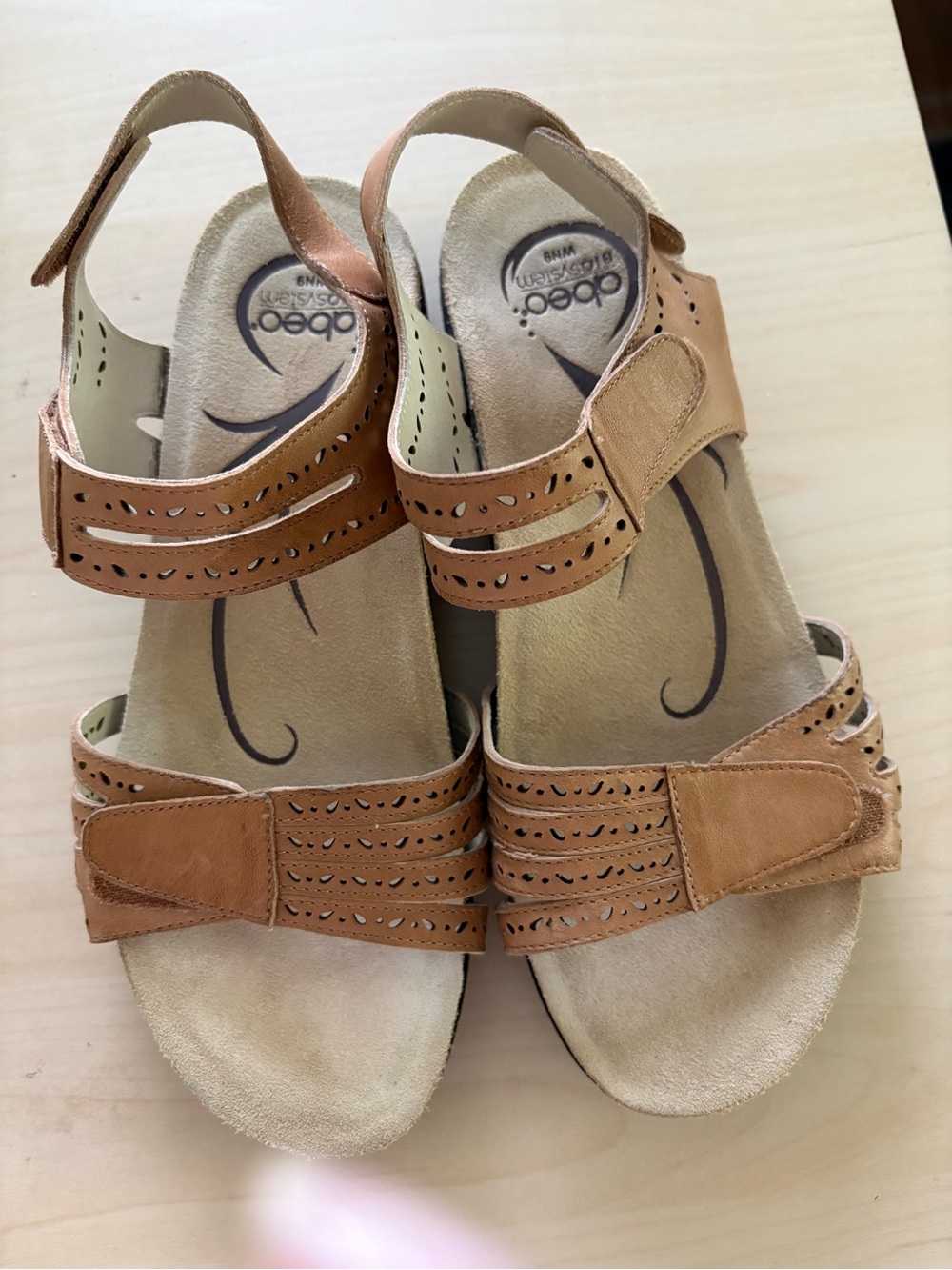 Abeo Tan Leather Perforated Comfort Sandals